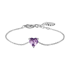 BRACCIALE DONNA IN ACCIAIO CON CUORE CRISTALLO VIOLA