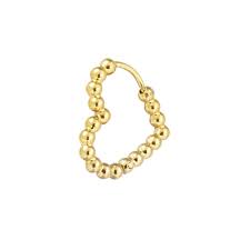 Orecchino cuore 1,8 cm trama con sfere GIALLO