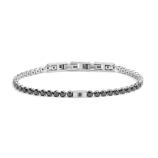 Bracciale tennis CRISTALLI NERI 3mm (BASE BIANCA )