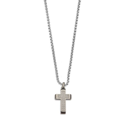 Collana con crocefisso piccolo e zirconi bianchi