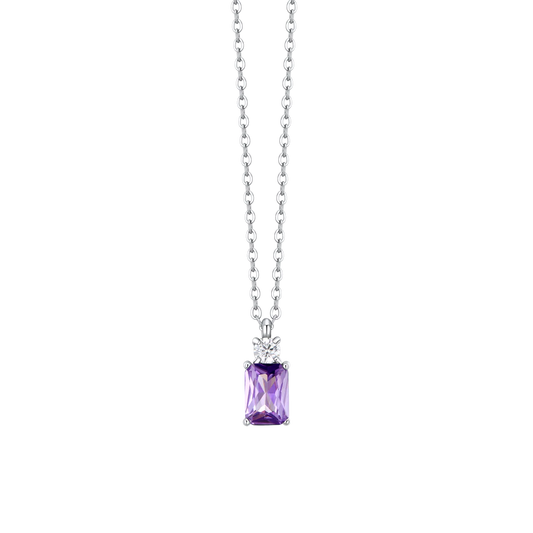 COLLANA DONNA IN ACCIAIO CON ZIRCONI VIOLA E BIANCO