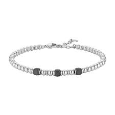 BRACCIALE UOMO IN ACCIAIO CON ELEMENTI IN EMATITE GRIGIA