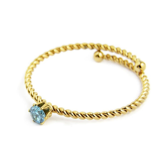 Anello con zircone celeste 3mm (BASE GIALLA )