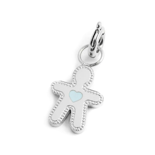 Charm bimbo cuore smalto azzurro ( BIANCO -GIALLO -ROSE')