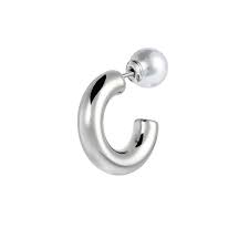 Orecchino a lobo a cerchietto 1,9cm con chiusura perla BIANCO