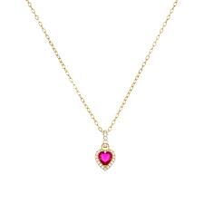 Collana Diamonds Dorata Cuore Rubino