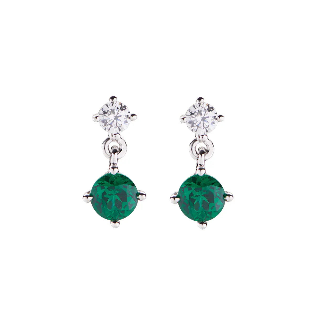 Orecchini Princess con Zircone Tondo Verde