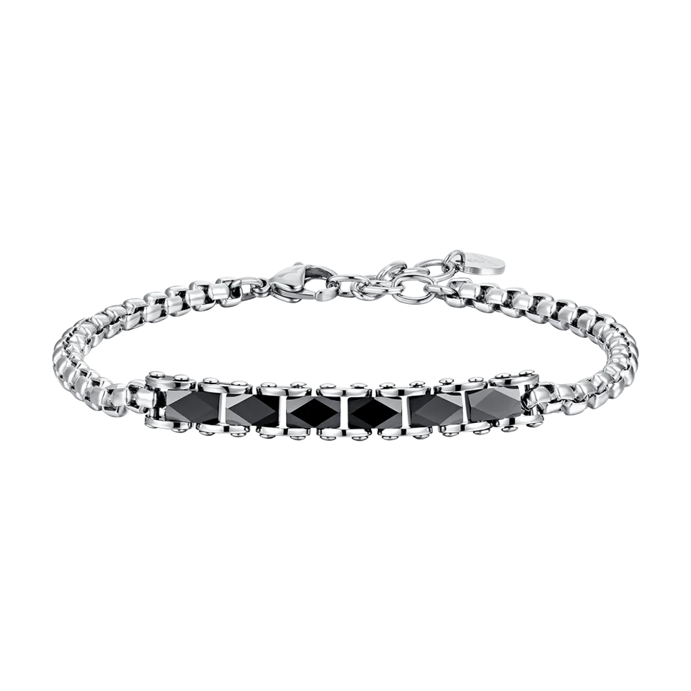 BRACCIALE UOMO IN ACCIAIO ELEMENTI CENTRALI