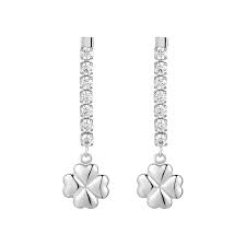 ORECCHINI DONNA IN ACCIAIO CON QUADRIFOGLIO E ZIRCONI BIANCHI