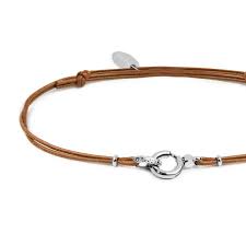BRACCIALE CORDINO MARRONE BASE BIANCA