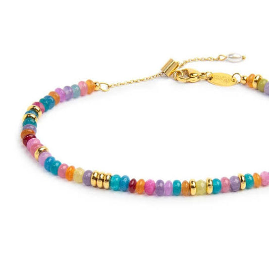 BRACCIALE CON PERLINE COLORATE BASE GIALLA