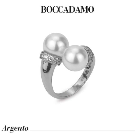 Anello contrarè con perle e zirconi