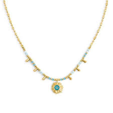 COLLANA CATENA CHICCO DI RISO CON SOLE PENDENTE BASE  GIALLA