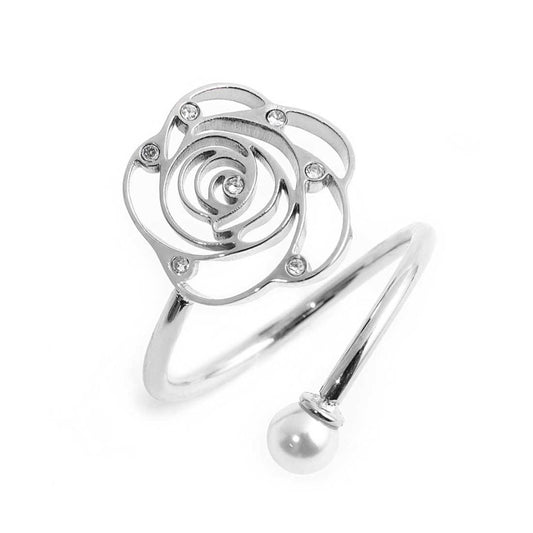 Anello con rosa e perla