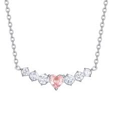 COLLANA DONNA IN ACCIAIO CON CUORE ROSA E CRISTALLI BIANCHI