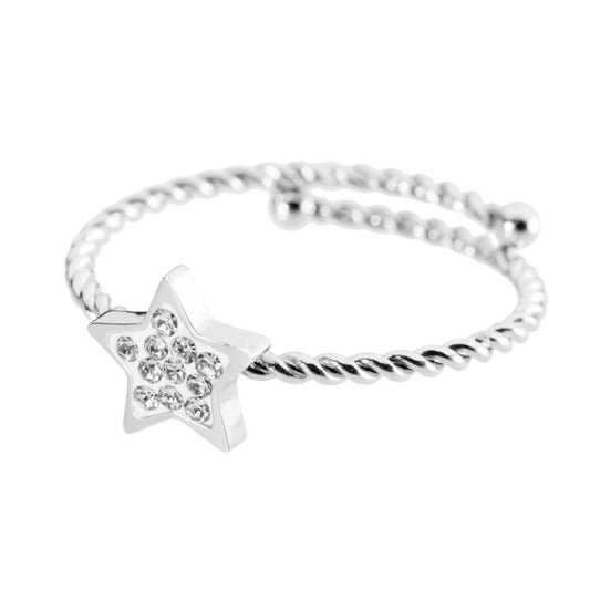 Anello stella con cristalli (BASE BIANCA)