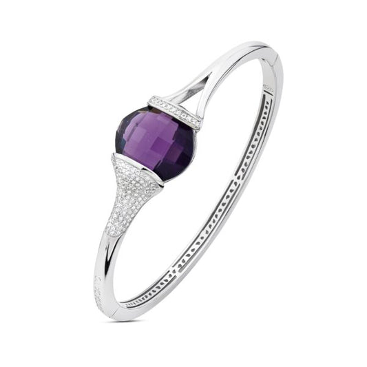 BRACCIALE RIGIDO CON AMETISTA PIETRA E ZIRCONI