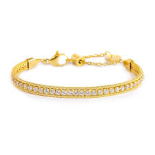 Bracciale tennis zirconi baguette catena snake squadrata GIALLO
