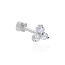 PIERCING ORECCHIO DONNA IN ACCIAIO CON ZIRCONI BIANCHI