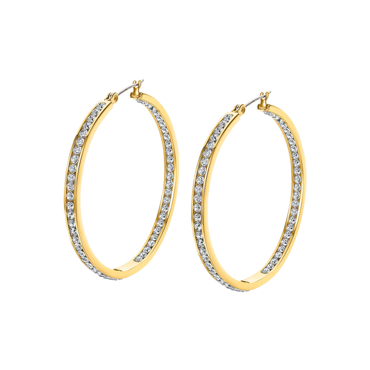 ORECCHINI IN ACCIAIO COLOR ORO CERCHIO CON SW