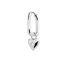 Orecchino ovale con cuore pendente con zircone BIANCO
