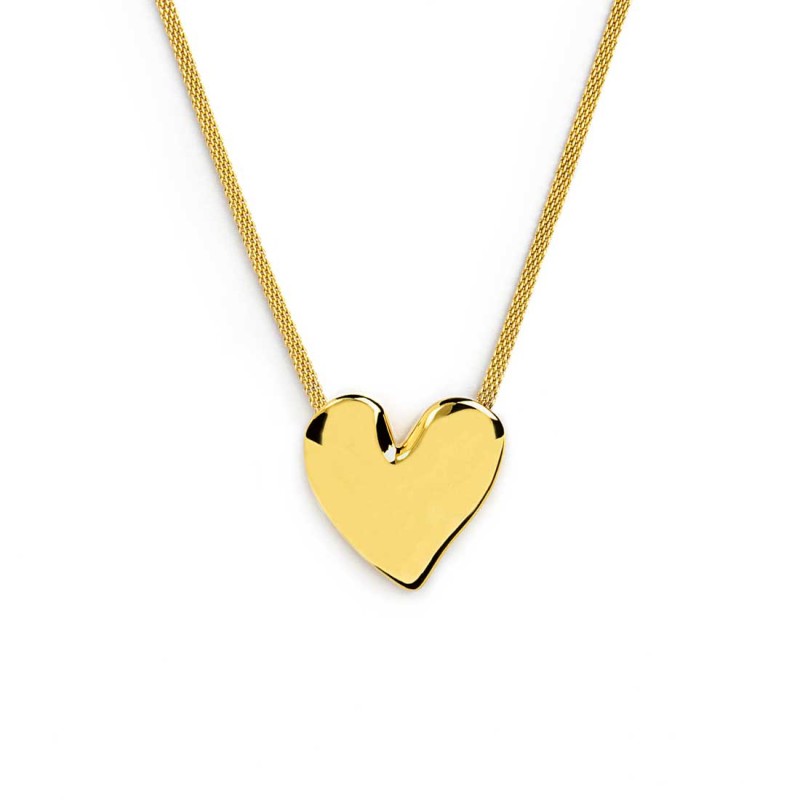 COLLANA CATENA MESCH CON CUORE IRREGOLARE GOLD