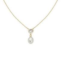 Collana Cuore con Perla e Zirconi Dorata