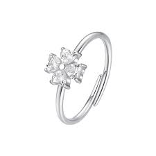 ANELLO DONNA IN ACCIAIO CON QUADRIFOGLIO ZIRCONI BIANCHI