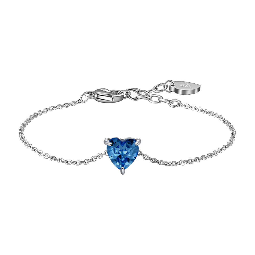 BRACCIALE DONNA IN ACCIAIO CON CUORE CRISTALLO BLU