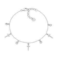 Bracciale Multicharm Croci e Zirconi Bianchi