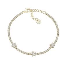 Bracciale Tennis Fiori con Zirconi Dorato
