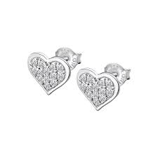 ORECCHINI CON CUORE E CRISTALLI BIANCHI
