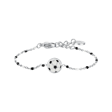 BRACCIALE IN ACCIAIO CON PALLONE E PIETRE