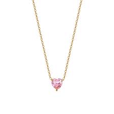 COLLANA DONNA IN ACCIAIO E IP GOLD CON CUORE CRISTALLO ROSA