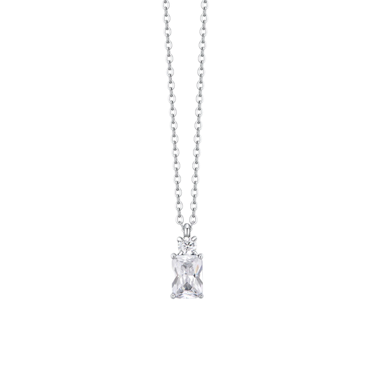 COLLANA DONNA IN ACCIAIO CON ZIRCONI BIANCHI