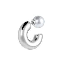Orecchino a lobo a cerchietto 2,2cm con chiusura perla BIANCO