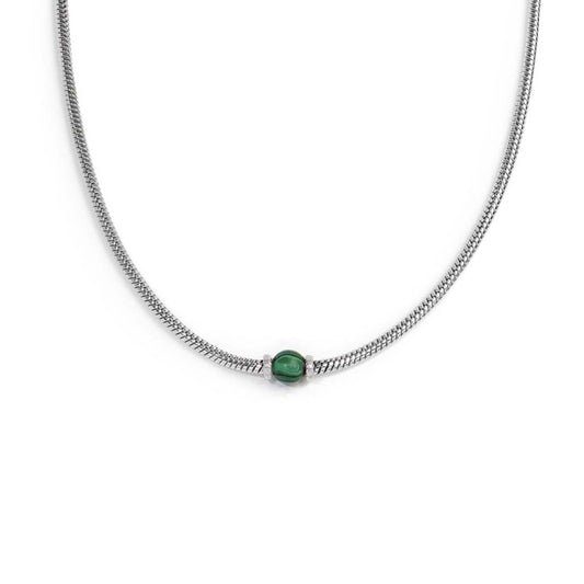 Collana catena snake con sfera centrale VERDE