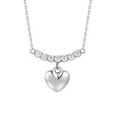 COLLANA DONNA IN ACCIAIO CON CUORE E ZIRCONI BIANCHI