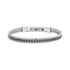 Bracciale tennis 3mm con catena grumetta ( NERO O BIANCO )