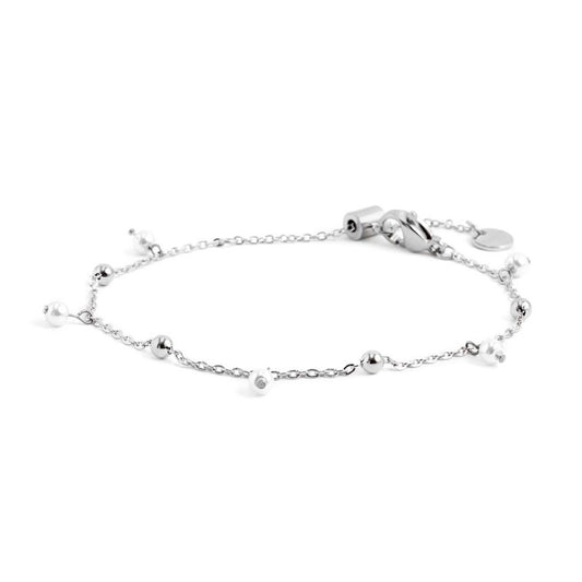Bracciale catena con sfere e perle (BASE BIANCA)