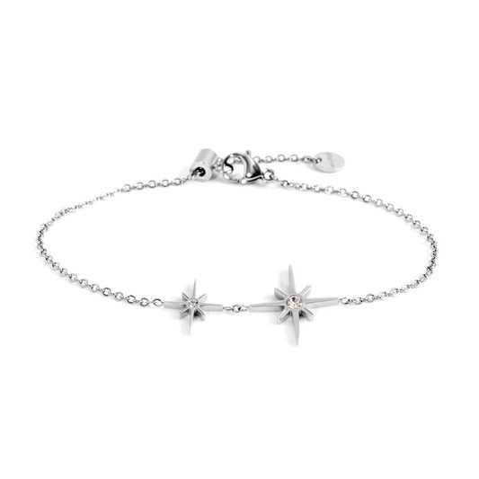 Bracciale rosa dei venti doppio pendente (BASE BIANCA)