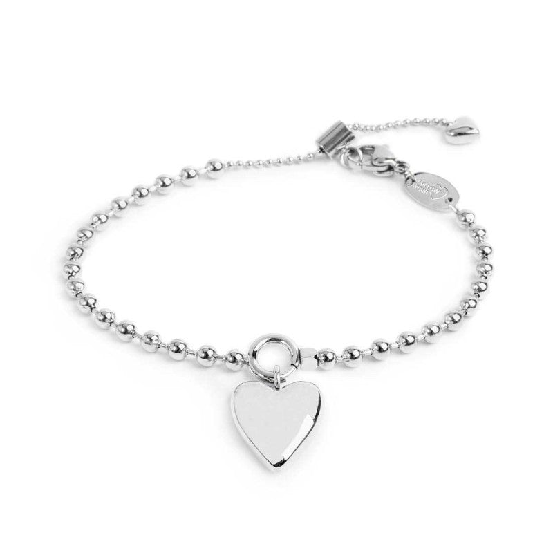 Bracciale catena a sfere con cuore BIANCO