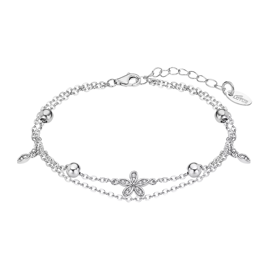 BRACCIALE CATENA DOPPIA CON FIORE CENTRALE