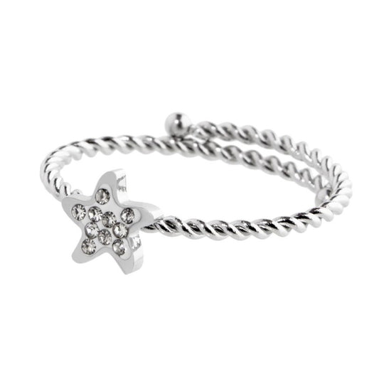 Anello stella marina con cristalli ( BASE BIANCA )