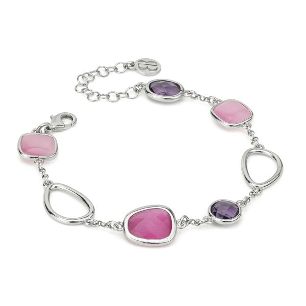 Bracciale con cristalli rosa shocking, rosa e ametista