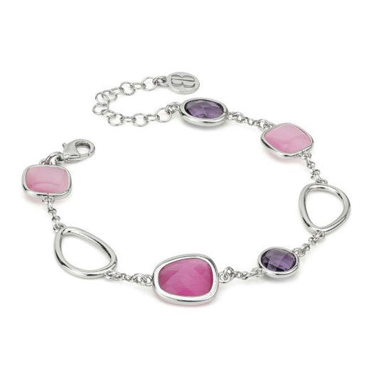 Bracciale con cristalli rosa shocking, rosa e ametista
