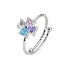 ANELLO BAMBINA ACCIAIO CON QUADRIFOGLIO E ZIRCONI MULTICOLORE