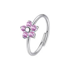 ANELLO DONNA IN ACCIAIO CON FIORE E ZIRCONI MAGENTA
