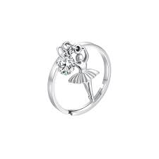 ANELLO DONNA IN ACCIAIO CON BALLERINA E ZIRCONE BIANCO