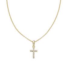 Collana Croce Pendente Dorata con Zirconi Bianchi